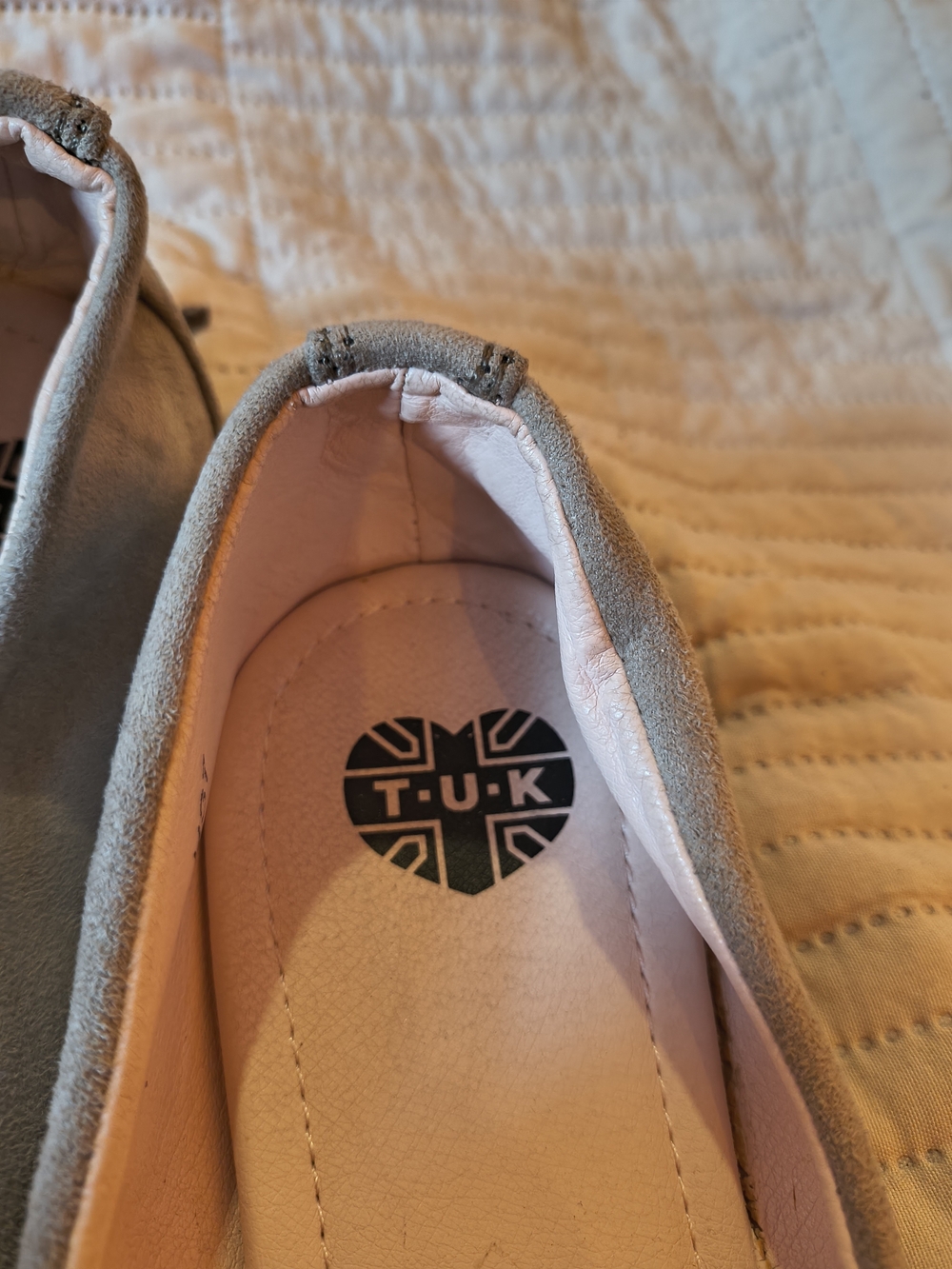 T.U.K Grey Suede Ballet Flats with Rabbit Ears And Embroidered Face. 6.5 - Picture 6 of 8